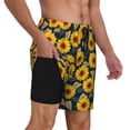 thumbnail image 3 of Haiem Sunflowers Mens Swim Trunks with Compression Liner 2 in 1 Swimming Shorts Stretch Swimwear Quick Dry,Board Shorts-Large, 3 of 9