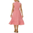 thumbnail image 3 of INSPIRE CHIC Check Plaid Dress for Women's Mock Neck Ruffled Sleeveless Dress, 3 of 5