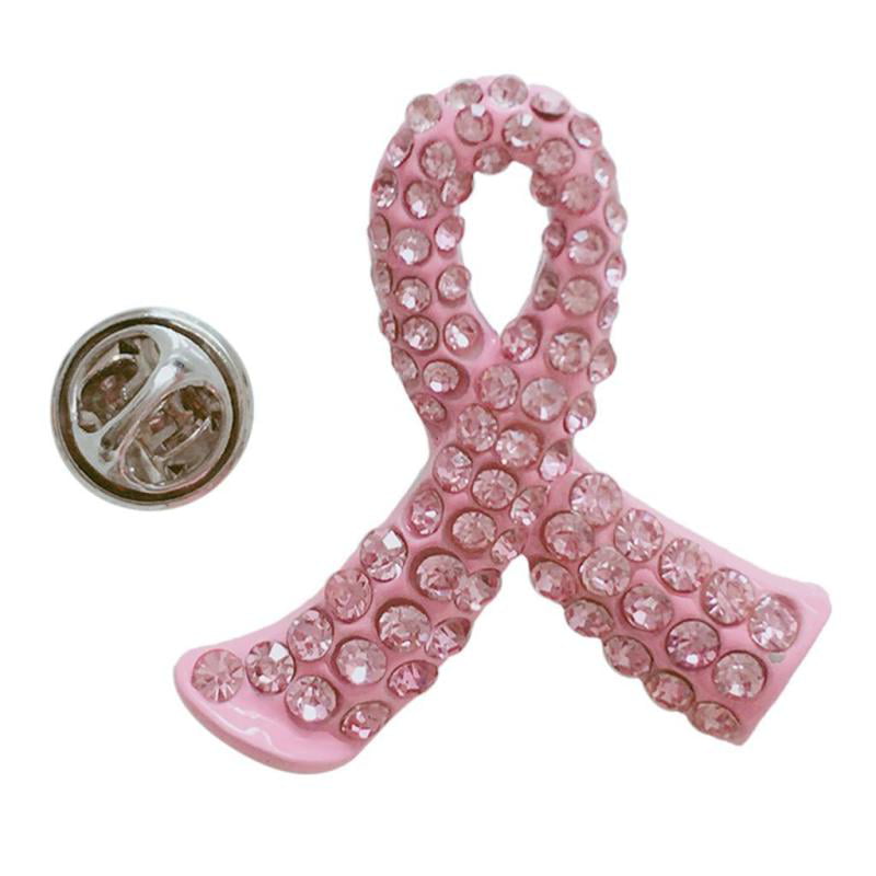 NEW Pink Crystal Ribbon Breast Cancer Charity Awareness Lapel Pin Brooch Badge 