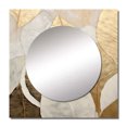 thumbnail image 2 of Designart "Collage of Minimalism in Gold Leaves III" Leaves Gold Large Square Mirror - Square Bedroom Mirror Printed Wall Decor - Traditional Square Printed Wall Mirror Art, 2 of 5