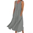 thumbnail image 2 of Ashirexll Womens Summer Dresses, Flowy Dresses for Women, Elegant Summer Solid Color Crew Neck Sleeveless Pocket Knee Length Dress, 2 of 7