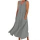thumbnail image 1 of Vestido Corto de Manga Larga para las Mujeres Color Sólido Cuello Tripulación Vestido de Manga Corta, Bolsillo Rodilla Longitud Vestido de Verano para las Mujeres, 1 of 7