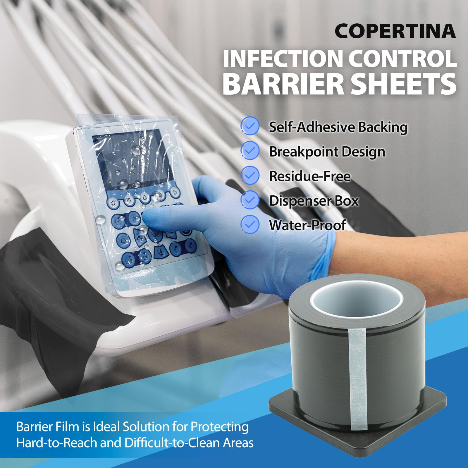 Dental Barrier Film Roll, 4 x 6 in, 2400 Sheets – Black