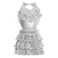 thumbnail image 3 of Miutii Kids Girls Shiny Sequins Salsa Samba Rumba Dance Costumes Sleeveless Cutout Metallic Latin Jazz Dancewear Silver 16, 3 of 5
