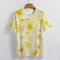 thumbnail image 3 of Floral Colorful Flower Women's Short Sleeve T-Shirt Crew Neck Casual Summer Trendy Loose Fit Tops, 3 of 6