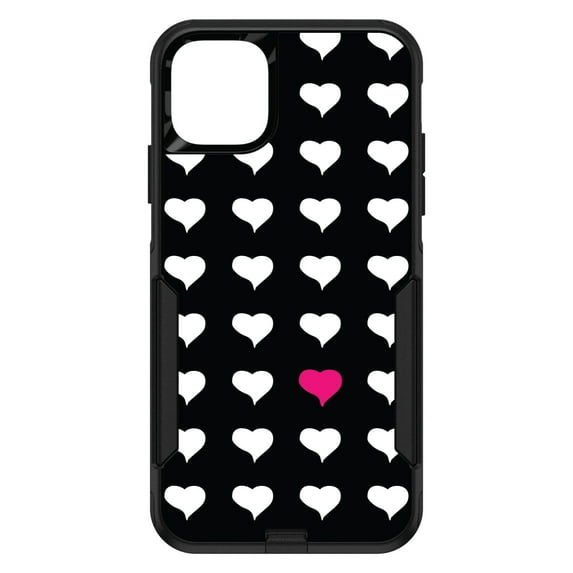 DistinctInk Custom SKIN / DECAL compatible with OtterBox Commuter for iPhone 11 Pro (5.8" Screen) - Pink White Black Repeating Hearts