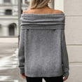 thumbnail image 4 of Blouse for Women Long Sleeve Knitted Solid Color Off-the-shoulder Sweater Gray M,Womens Sweater, 4 of 6