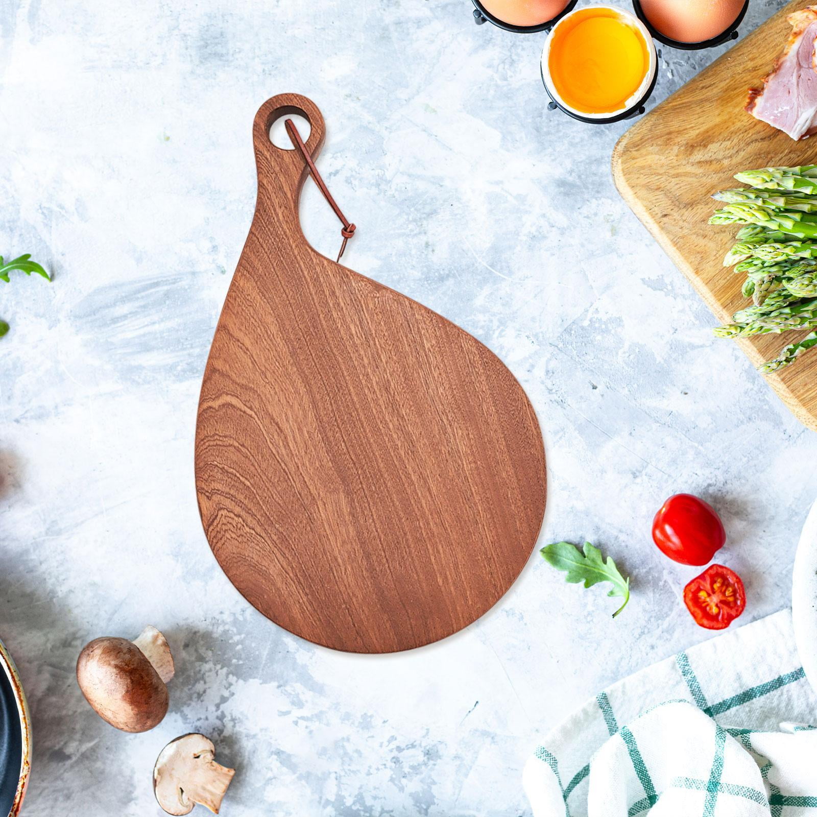 Wood Cutting Board Chopping Board Bread Board with Handle Durable Hardwood for Family Kitchen Use