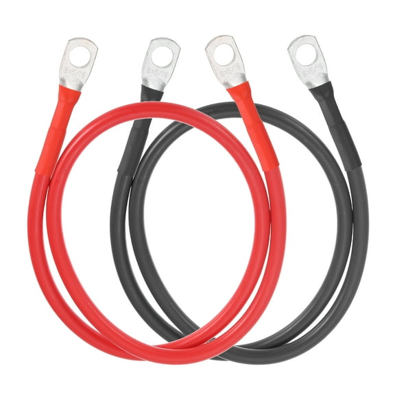Uxcell 2 PCS 8AWG Gauge Battery Cable Wire 3FT Length 5/16" Diameter Positive and Negative Copper Alternator Connector with US standard O-ring for Car RV Golf Cart Marine, Red Black
