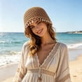 thumbnail image 2 of Krdevn Bohemian Crochet Hat Handmade Shell Lightweight Boho Cap for Beach and Travel,One Size, 2 of 6