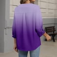 thumbnail image 3 of Bbyeadc Button Up Shirts for Women 3/4 Length Sleeve Round Neck Tee Tie Dye Breathable Top Fashion Loose Summer Spring Shirts,Purple(XXL), 3 of 5