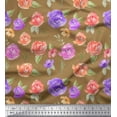 thumbnail image 1 of Soimoi Brown polyester Crepe Fabric Flower & Leaves Watercolor Decor Fabric Printed Yard 42 Inch Wide, 1 of 3