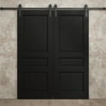 thumbnail image 5 of Modern Double Barn Door 36 x 80 inches | Ego 5012 Painted Black Oak | 13FT Rail Track Set | Solid Panel Interior Doors, 5 of 6