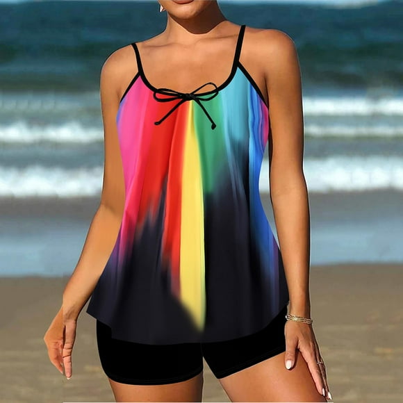 Weiqiqre Hauts de Bikini pour Femmes Deux Pièces Maillots de Bain Contrôle du Ventre avec Shorty Maillot de Bain