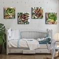 thumbnail image 2 of Dinosaur Canvas Wall Art for Boys Bedroom Decor Watercolor Dinosaur Paintings Baby Nursery Playroom Artwork Home Decoration Boho Plant Leaf Poster Kids Room Dinosaur Pictures 16x16 4Pcs, 2 of 6