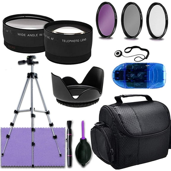 Canon EOS 80D/77D/T7/T7i/T6/T6i/T5/SL2/SL3 58mm Accessory Kit: Filters, Lenses, Hood, Case & More