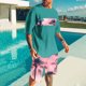 thumbnail image 2 of Blusa de Manga Corta Cuello Redondo Impresión Deportiva Camisa de Ajuste Delgado Poliéster Elástico Cintura Superior para los Hombres, Blusa Casual para el Uso Diario de Verano, 2 of 5