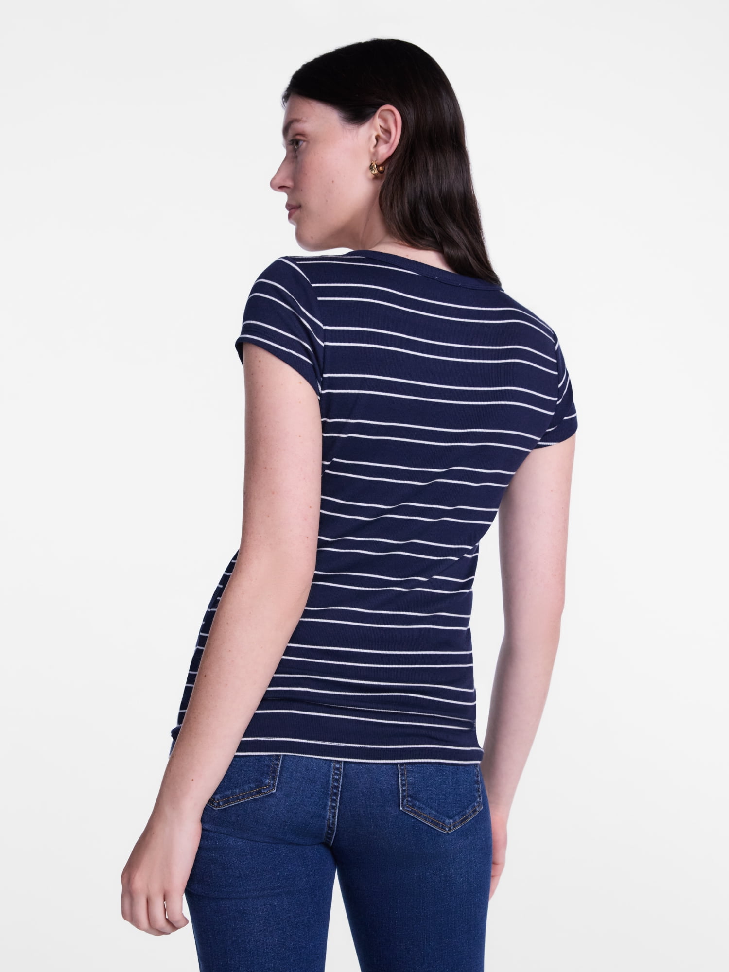Scenario Women's Rib Henley with Short Sleeves, Sizes XS-XXXL