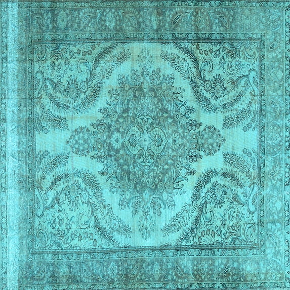 Ahgly Company Indoor Square Persian Light Blue Traditional Area Rugs, 6' Square