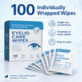 thumbnail image 4 of Kodiake Eyelid Cleansing Wipes 100 Count, Hypoallergenic Eye Makeup Remover and Daily Hygiene Pads for Sensitive Eyes, Fragrance Free, 4 of 8
