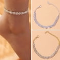 thumbnail image 1 of enjoywould 1Pc Chain Anklet Adjustable Extended Chain Sparkling Personality Rhombus Decorate Foot Jewelry Women Rhinestone Stretch Anklet Women Jewelry, 1 of 5