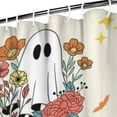 thumbnail image 3 of Retro Horror Themed Artwork Shower Curtain Cute Ghost Pumpkin Illustration Quick-Dry,72x84 inch Shower Curtain, 3 of 6