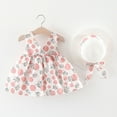 thumbnail image 3 of FRSASU Clearance Toddler Kids Girl Sleeveless Strap Dot Print Bow Princess Dresses Hat, 3 of 9
