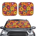 thumbnail image 2 of Multi-Size 2pce Car Front Glass Visor Collapsible Sunscreen No Odor Comfortable For Most Cars Suv Trucks Groovy Flowers (25), 2 of 7