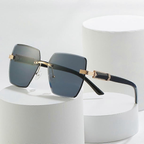 Rimless Sunglasses for Women Large Oversized Geometric  display picture 2