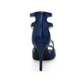 thumbnail image 5 of BLISSFUL STEP Women's Patent Leather Ankle Strap Stiletto Heels Sandals Navy Blue 6, 5 of 8