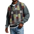 thumbnail image 1 of Nokdvo Sweatshirt Men Plus Size Lapel Collar Button Up Color Block Sweat Shirts Fall Winter Casual Lapel Collar Long Sleeve Pullover Tops,Dark Green L, 1 of 4