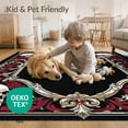 thumbnail image 4 of ODIKA 8'x10' Washable Area Rug Durable, Non-Slip Goth Skull Vintage Damask Ornate Spooky Border Halloween Pastel for Living Room, Under Sectional, Family, 4 of 7