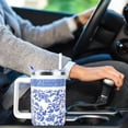 thumbnail image 5 of Blue and White Porcelain Coffee Mugs 40 OZ Tumbler with Handle and Straw Lid Leak Proof - Blue and White Travel Tumbler Insulated for Hot Cold Ice - Birthday Gifts for Women Stainless Steel Cup, 5 of 5