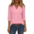 thumbnail image 6 of GUACER Womens 3/4 Sleeve Tops Casual Pintuck V Neck Relaxed Fit Blouses Trendy Tops for Ladies, 6 of 8