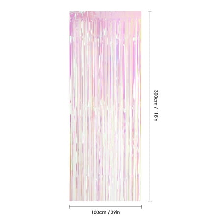 Iridescent Metallic Foil Fringe Curtain Rainbow Tinsel Shimmer