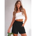 thumbnail image 5 of Shorts ANRABESS negros de talle alto y pierna ancha, talla grande, 5 of 5