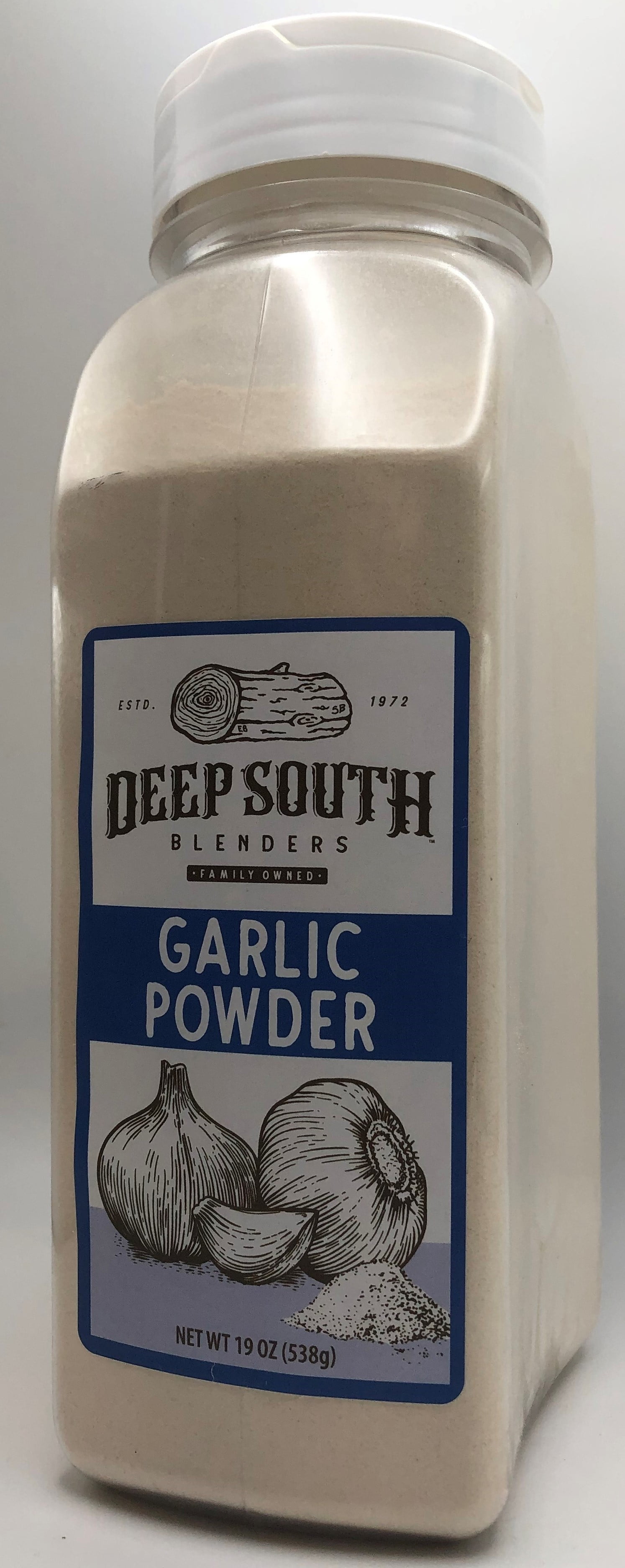 (3 pack) Deep South Brand Fresh Garlic Powder Packed in 19 oz Large Resealable Plastic Jars. Single Fresh Spice.