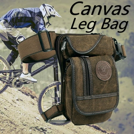 LDPT Canvas Thigh Drop Leg Bag for Men Tactical Military Motorcycle Rider Multi-pocket Waist Fanny Pack Mens Travel Hiking Climbing Cycling Outdoors
