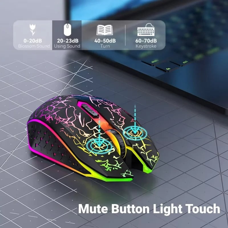 Dual-Mode Bluetooth Mouse RGB 2.4G Wireless Mouse Gaming Mouse 6 Buttons Silent Mouse For MacBook Tablet Laptops Computer