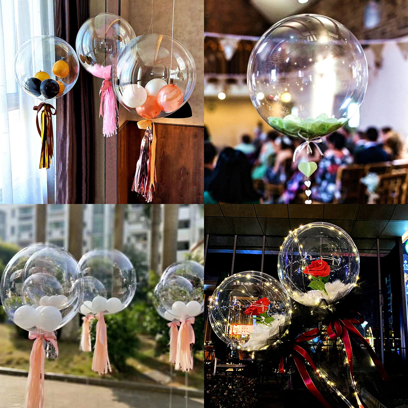 Clear Balloons for Stuffing 18inch 30pcs Bobo Balloon Transparent Bubble Balloon for Birthday Valentines Christmas Wedding Party Decoration, Adult