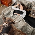 thumbnail image 4 of Feelyou Rustic Highland Cow Bedding Comforter Set 7pcs for Kids, Vintage Lodge Cabin King Bedding Sets, Jungle Wildlife Reversible Bed Sheets, Lightweight Room Decor, 4 of 7