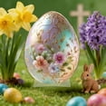thumbnail image 4 of AURIGATE Easter 2D Acrylic Egg Ornament with Base 5.66×7.87in, Floral Painted Acrylic Egg Decor, Spring Themed Tabletop Egg Statue for Home Easter Party Decoration, 4 of 6