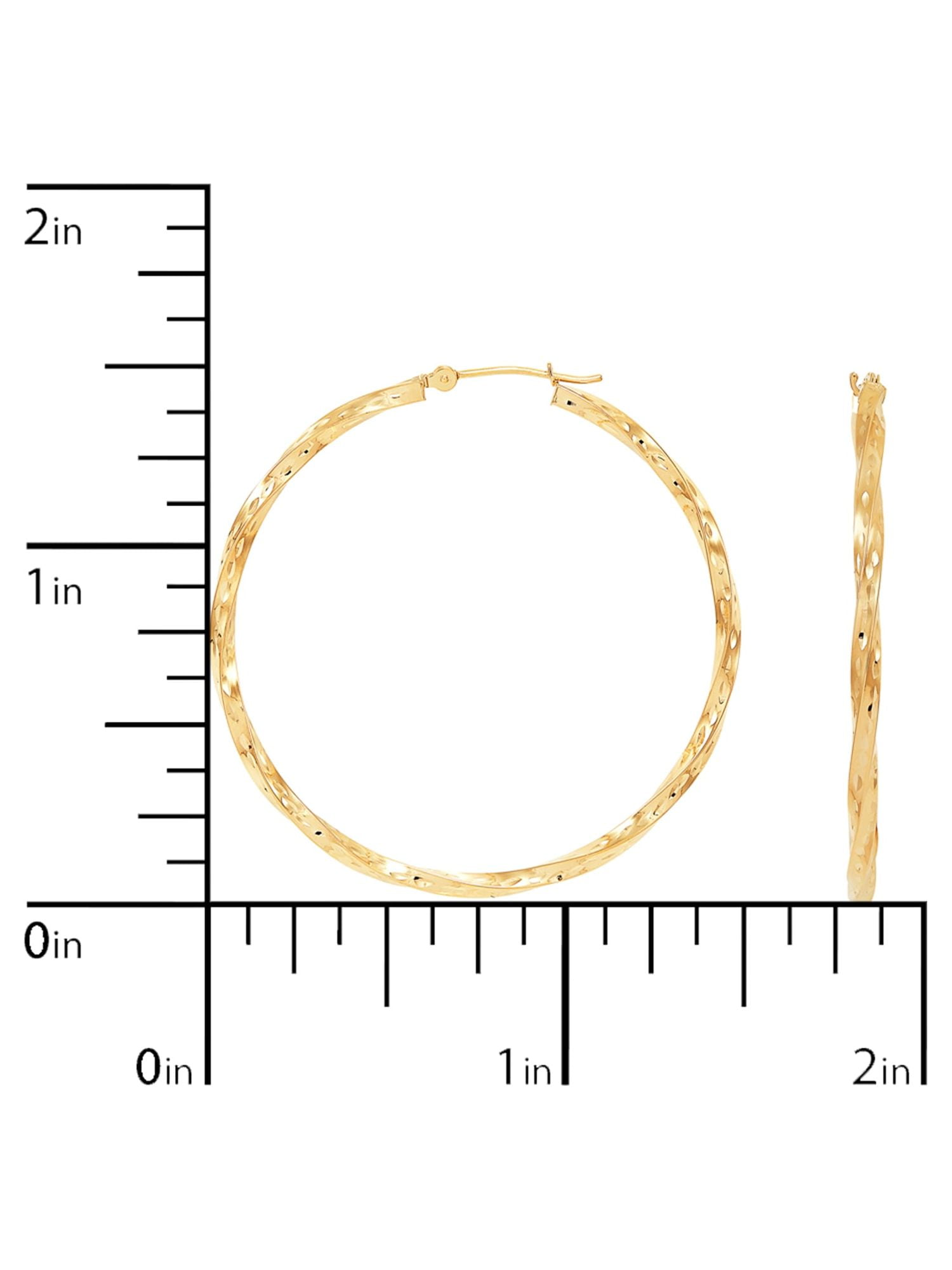 Brilliance Fine Jewelry 10K Yellow Gold 1.8MMx35MM Hollow Round Twisted Hoops Earrings