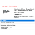 thumbnail image 2 of Brake Master Cylinder - Compatible with 1996 - 2004 Mitsubishi Fuso FE-HD 1997 1998 1999 2000 2001 2002 2003, 2 of 2
