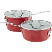 طقم أواني طهي سيراميك من Gotham Steel مكون من 10 قطع من STACKMASTER مع مقابض تبقى باردة وأغطية زجاجية مقواة قابلة للتكديس