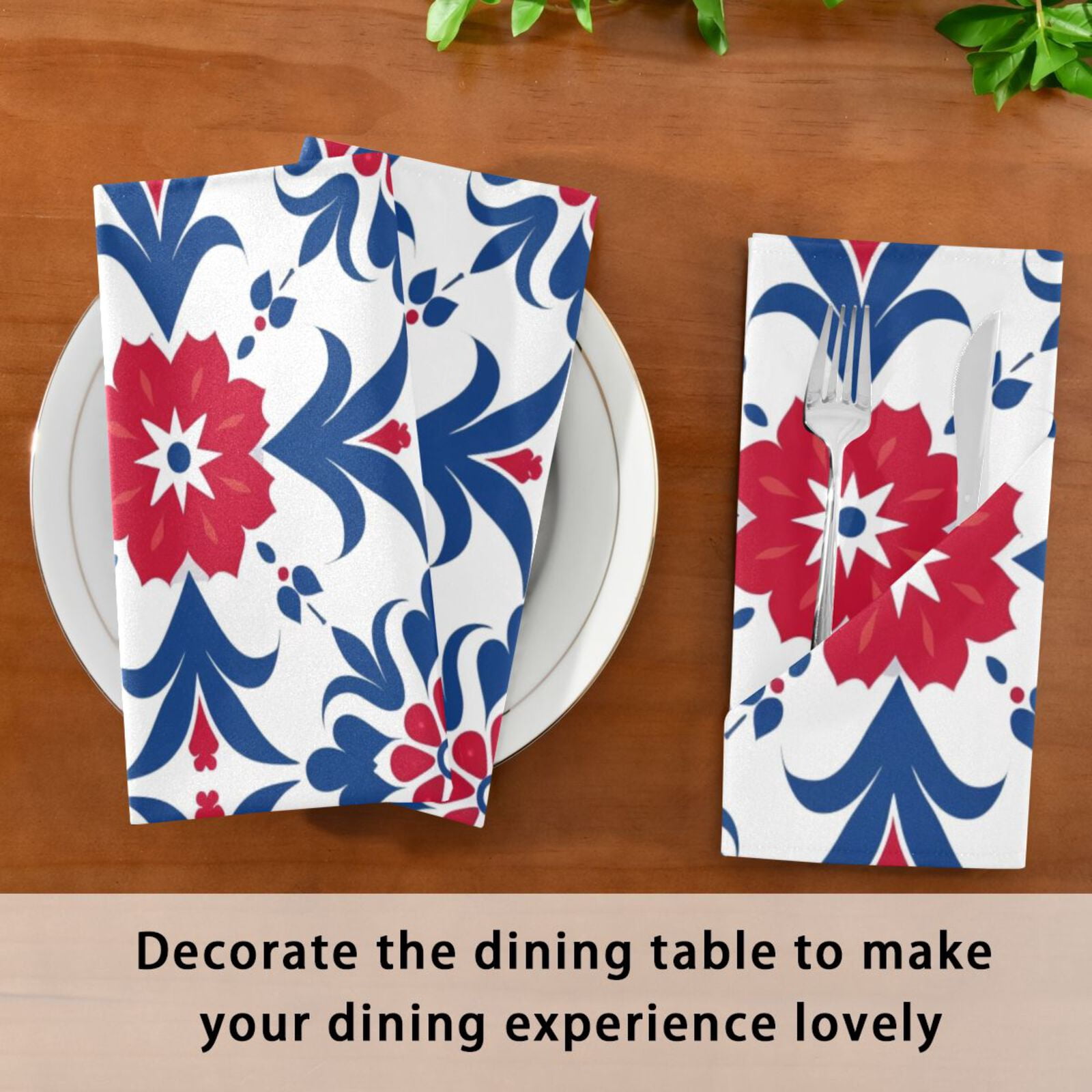 JSTEL Abstract Flowers Floral Cloth Napkins Set of 6, 20x20 Inch Washable and Reusable Napkin for Decoupage Dinner Party Everyday Use