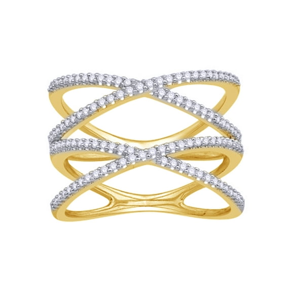 AFFY White Natural Diamond Fashion Ring In 10k Yellow Gold (0.375 Cttw)