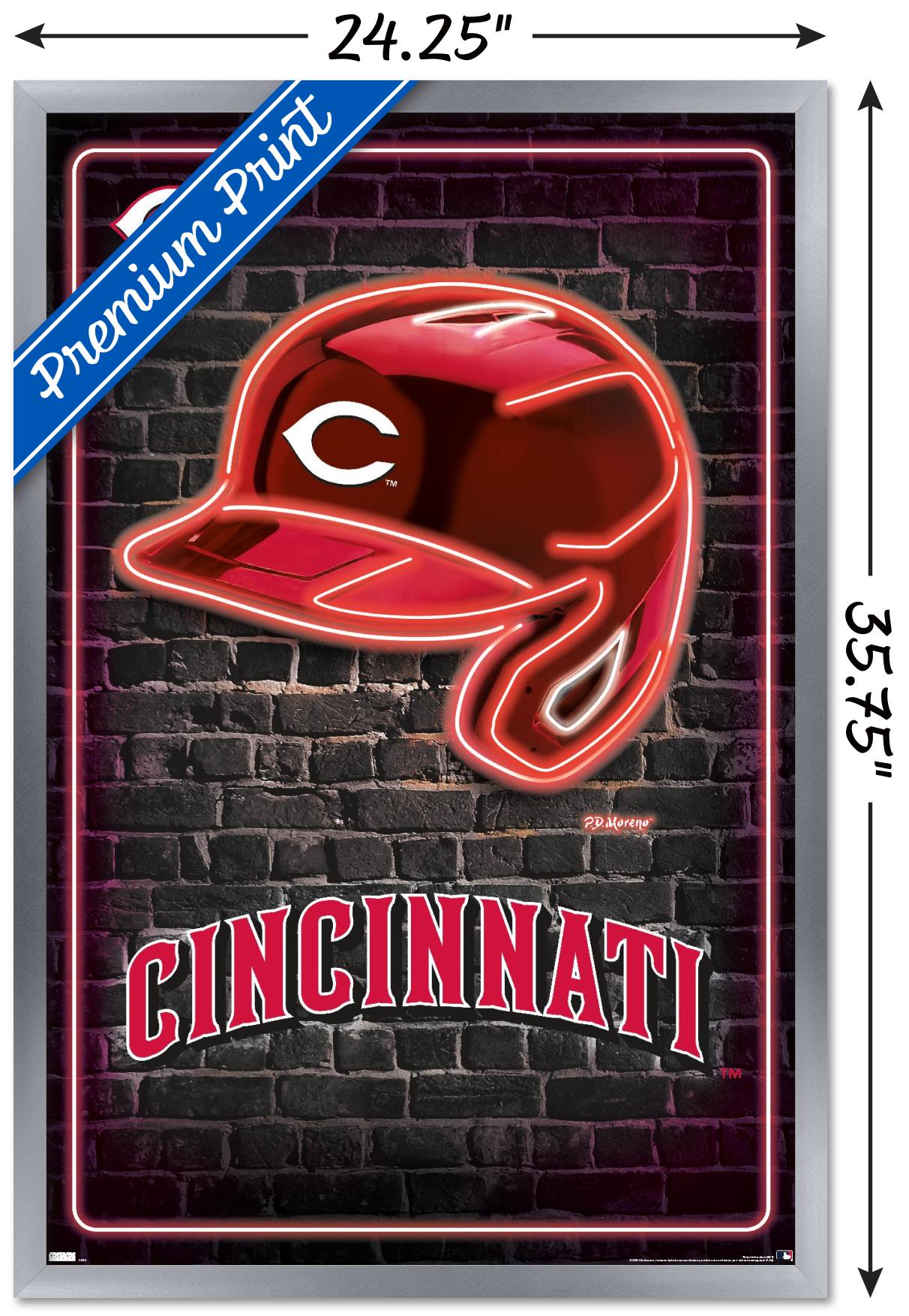 MLB Cincinnati Reds - Neon Helmet 23 Wall Poster, 22.375" x 34" Framed