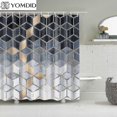 thumbnail image 2 of Marble Pattern Geometric Printed Waterproof Bath Shower Curtains Compatible Bathroom, 2 of 5