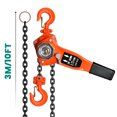 thumbnail image 5 of 0.75T/3M Lever Block, Lever Chain Hoist, Orange Come Along Manual Chain Hoist with 360°Hook Rotation & 10FT Height for Dock Loading, 5 of 8